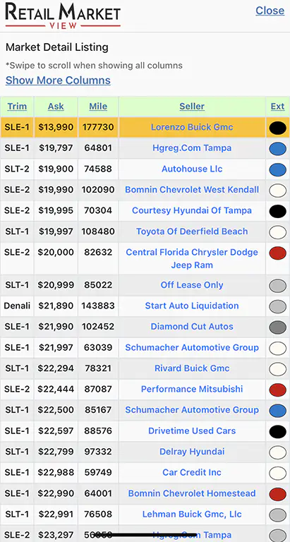 Laser Appraiser car appraisal feature screenshot
