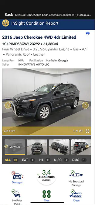 Manheim Market Report values displayed in the Laser Appraiser VIN Scanner app
