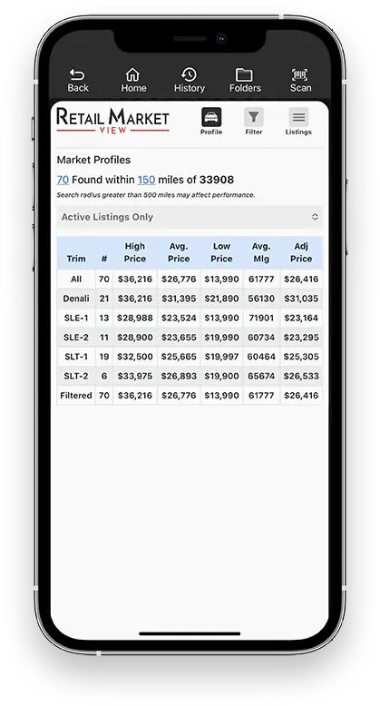 Laser Appraiser car appraisal feature screenshot