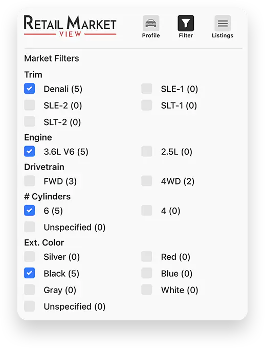 Laser Appraiser car appraisal feature screenshot