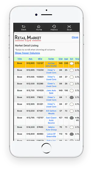 Laser Appraiser Retail Market View showing live retail pricing